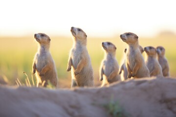prairie dog chorus at dawn with soft light
