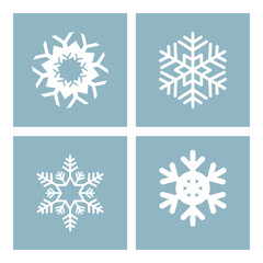 Snowflakes symbol set. Ice crystals icon. Quadruple snowflake vector illustration