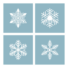 Snowflakes symbol set. Ice crystals icon. Quadruple snowflake vector illustration