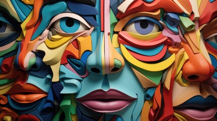 unity in diversity conceptual art of faces blended in harmony with bold and bright colors