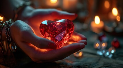 Woman's Hands Holding Red Heart A Beautiful Symbol of Love and Valentine's Concept