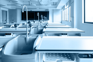 Empty chemistry laboratory in the school