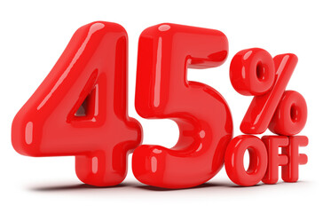 45 percentage off sale discount number red 3d render