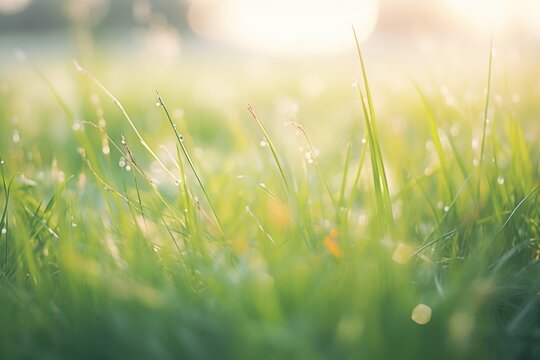 fresh green grass with morning dew