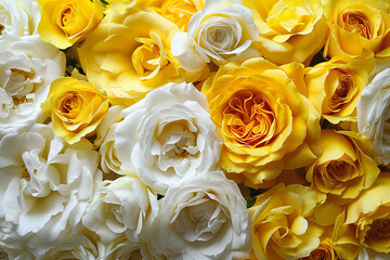 Bright and Cheerful Yellow and White Rose Background Created with Generative AI Tools