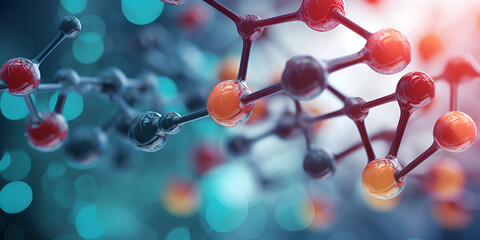 Molecules and biology biological concept 3d rendering computer digital drawing, Molecule Structure DNA and Neurons Connected Like Synapses, Molecules model Molecular structure at the atomic level

