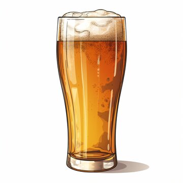 verre de bi&egrave;re, dessin isol&eacute; sur fond blanc, d&eacute;tour&eacute;, illustration ia g&eacute;n&eacute;rative
