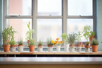 row of plants by studio windows during class