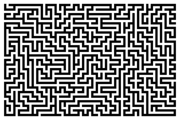 Labirynt, czarne geometryczne linie na białym tle - kształt, abstrakcja, tekstura