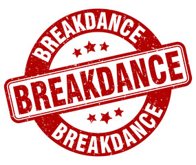 breakdance stamp. breakdance label. round grunge sign