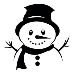 Snowman black vector icon on white background