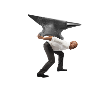 businessman holds a heavy weight as difficult career in business - Powered by Adobe