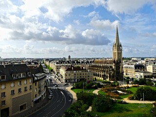 Caen, August 2023 - Visit the magnificent city of Caen, capital of Normandy. View of religious monuments