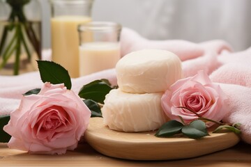 spa setting with rose petals