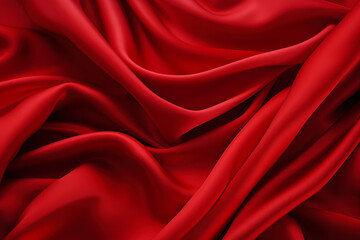 Abstract background Red cloth streamer luxury 3D render - obrazy, fototapety, plakaty