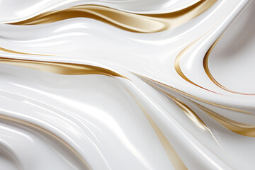 Abstract background White waves mixed with gold luxury 3D render