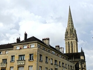 Fototapeta na wymiar Caen, August 2023 - Visit the magnificent city of Caen, capital of Normandy. View of religious monuments