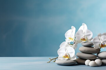 Fototapeta na wymiar zen stones and orchid
