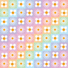 floral patterns in squares for backgrounds, wallpaper, fabric, wrapping, etc