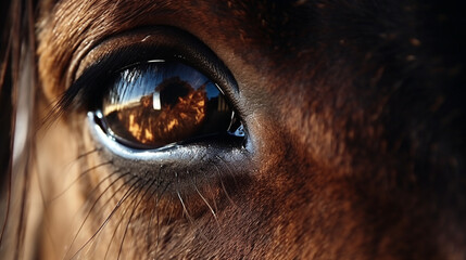 brown horse closeup macro eye daylight ai visual concept
