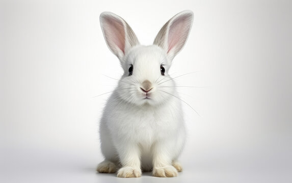 Portrait of rabbit or bunny isolated on white background