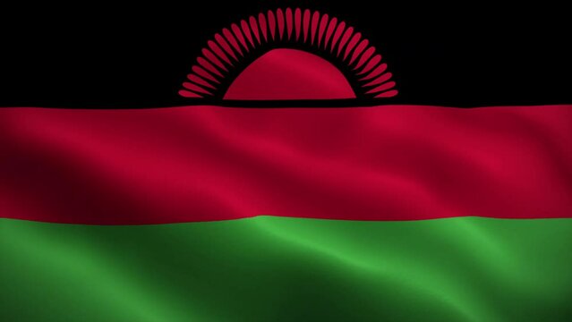 Malawi flag waving animation, perfect loop, official colors, 4K video