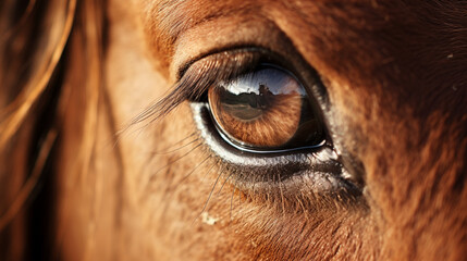 brown horse closeup macro eye daylight ai visual concept
