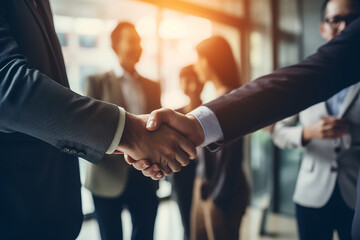 Businessmen making handshake with partner, greeting, dealing, merger and acquisition, business joint venture concept, for business - obrazy, fototapety, plakaty