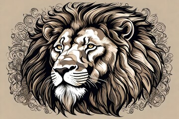lion head vector generated by AI technology