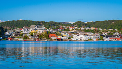 Cityscape of Flekkefjord, Norway.