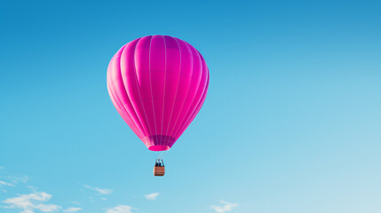 Fototapeta premium Colored hot air balloon on a clear blue sky with few clouds 