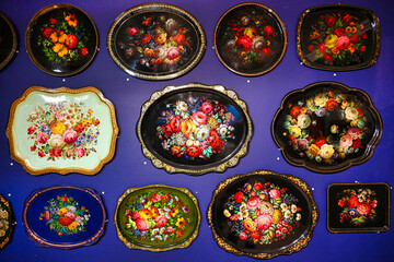 Painted trays exhibition in Zhostovo Art Museum