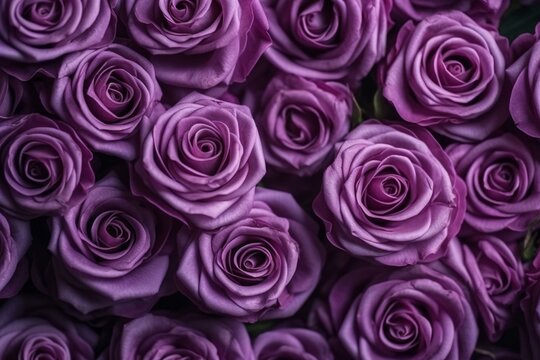 background of purple roses. Generative AI