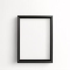 Lienzo en blanco vacío con marco decorativo negro sobre una maqueta de fondo blanco	 - obrazy, fototapety, plakaty