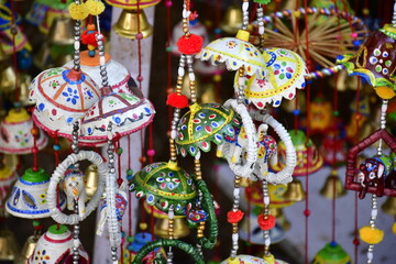 October 23, 2023. Figurines of Hindu deities and full toys are sold at the Dharmik Tirtstal Bazaar in Little India, in Mount Abu