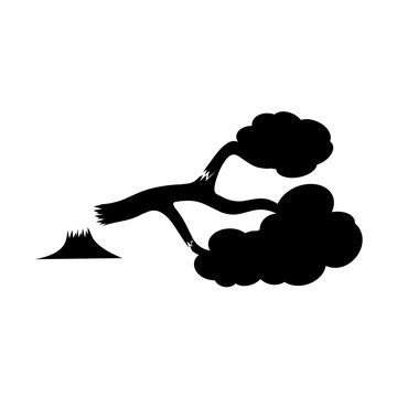 recommend clip art: Silhouette of fallen tree on white background. Tree branches rot and fall. Vector illustration
