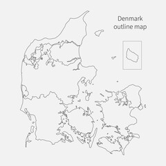 Vector map country Denmark divided on regions
