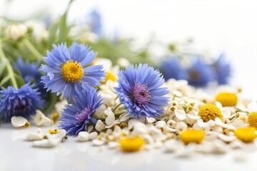 blue and white daisies