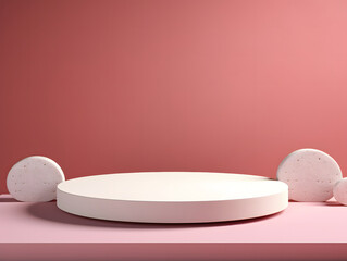 3D product podium with White Terrazzo on a Pink Background