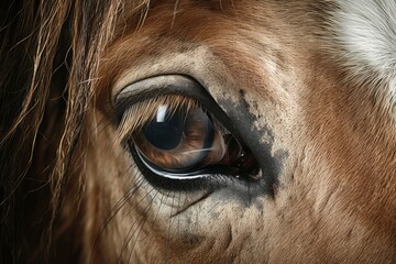 Strong Horse head closeup. Pet animal. Generate Ai