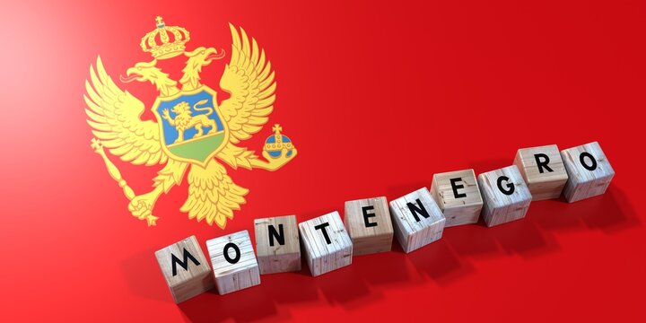 Montenegro - wooden cubes and country flag - 3D illustration