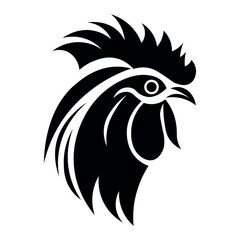 Rooster black vector icon on white background