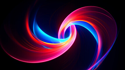 Spiral colorful neon lights glowing background - ai generative