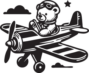 Teddyb&auml;r in Flugzeug f&uuml;r Kinder