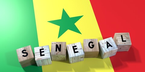 Senegal - wooden cubes and country flag - 3D illustration