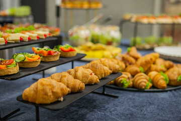 catering for the conference, buffet with delivery, sandwiches, croissants, tartlets, snacks
