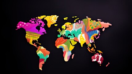 Global Diversity Showcase with Cultural Symbols - World Map Visual Insight