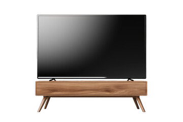 modern flat-screen TV placed on a wooden stand