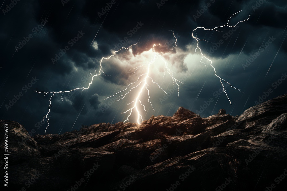 Poster dynamic lightning pattern banner. weather cloud. generate ai