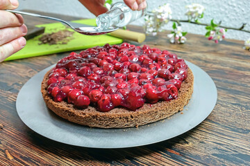 Black Forest cherry cake step by step in making 